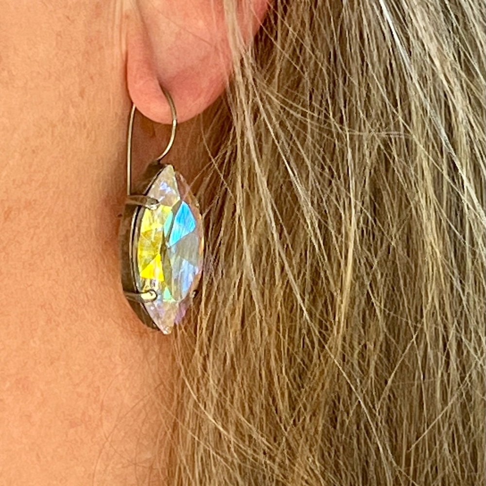 Large Frangos Crystal Earrings with Wires Signed